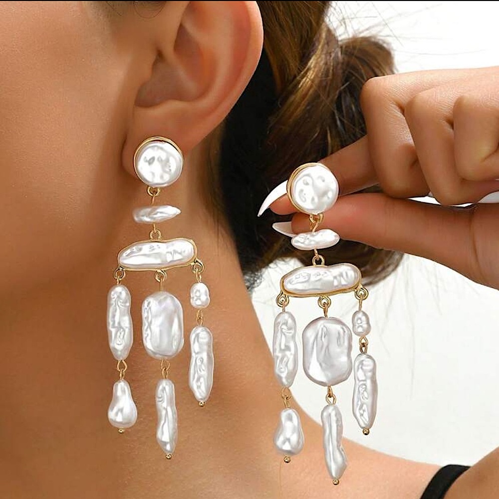 Elegant White Dangle Earrings